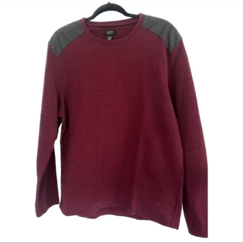 Alfani Men's long sleeve scoop neck. Cotton blend with gray shoulder detail